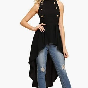 Women's Fashion Blouse SIZE L - Black with gold buttons